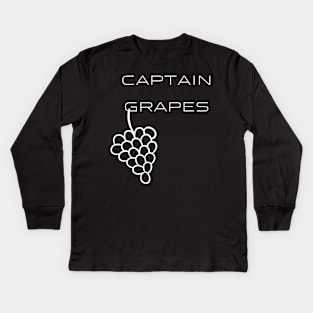 Captain Grapes Typography White Design Kids Long Sleeve T-Shirt